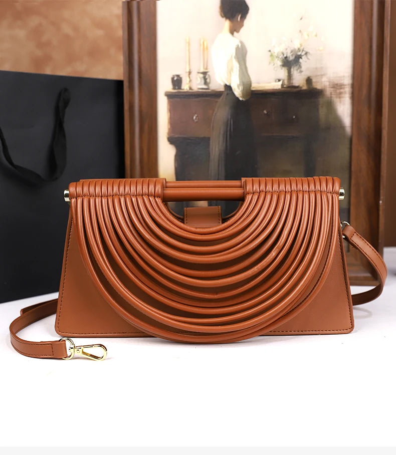 Women's Woven Line Tassel Tote Handbag