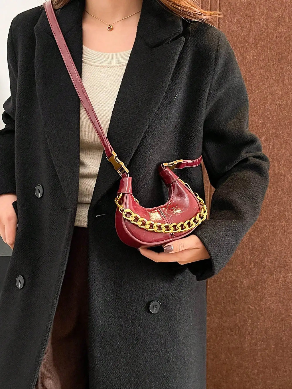 Women's Sequined Chain PU Top-Handle Hobo Bag
