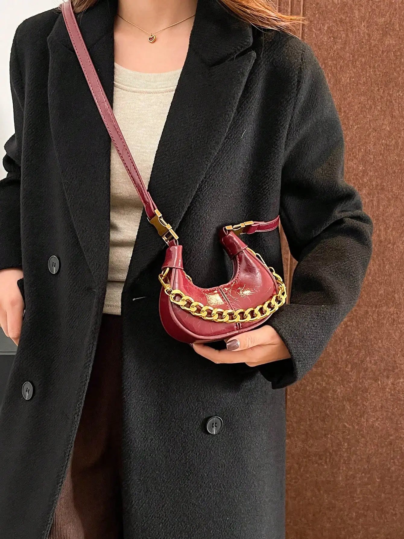 Women's Sequined Chain PU Top-Handle Hobo Bag