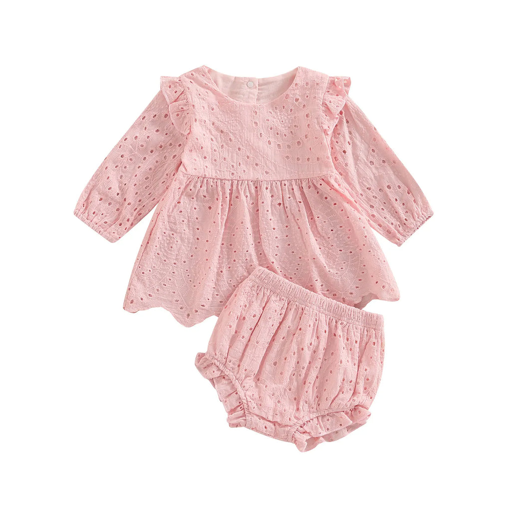Baby Girl Long Sleeve Top & Ruffle Shorts Set