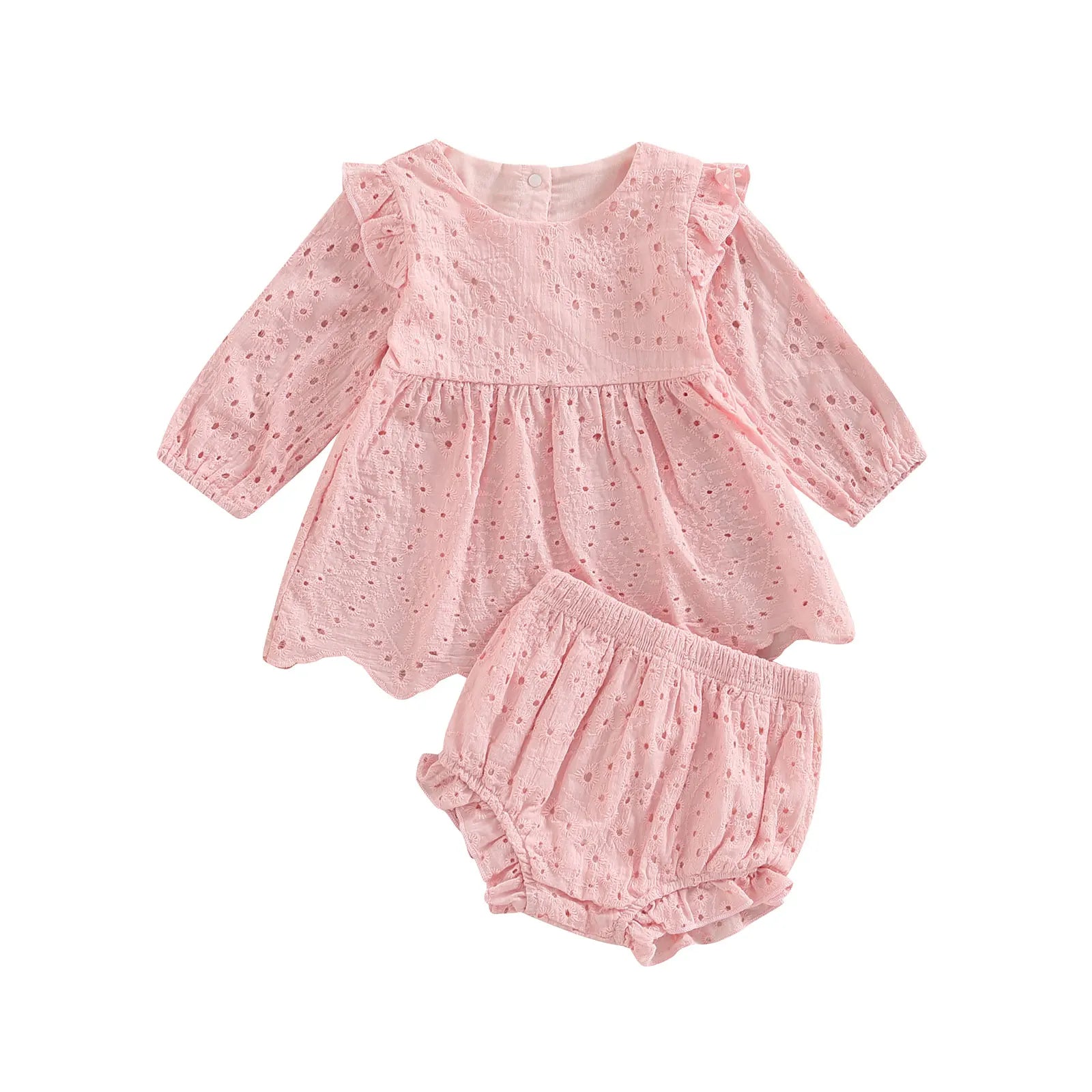 Baby Girl Long Sleeve Top & Ruffle Shorts Set