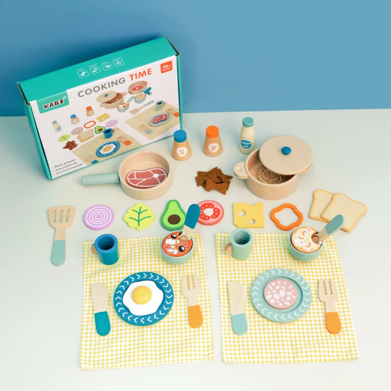 Tea Party Set Dessert Stand Playset ,Wooden Toys Pretend Play Food Kitchen Accessories for Toddler Tea Set Birthday Gift