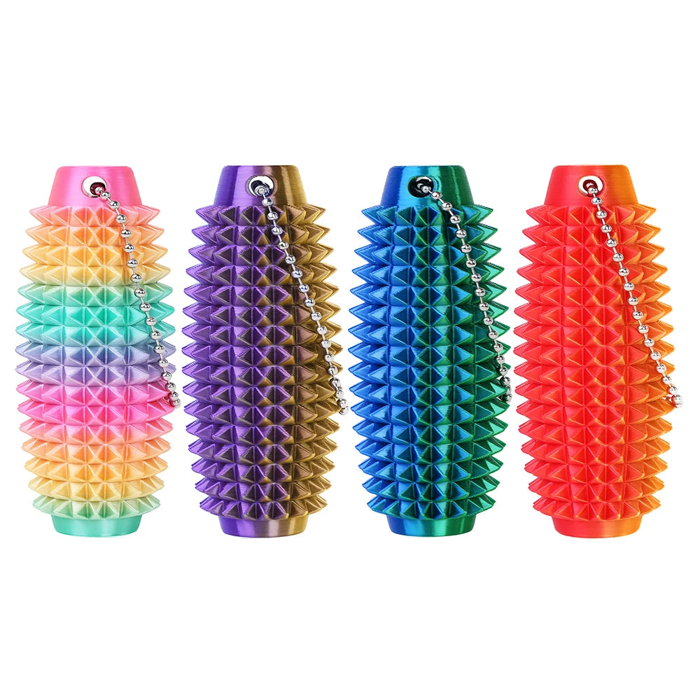 Mini Spiky Fidget Massage Keychain – 3D Silicone Pain Stim Sensory Toy for Anxiety Relief, Singles & 4-Pack