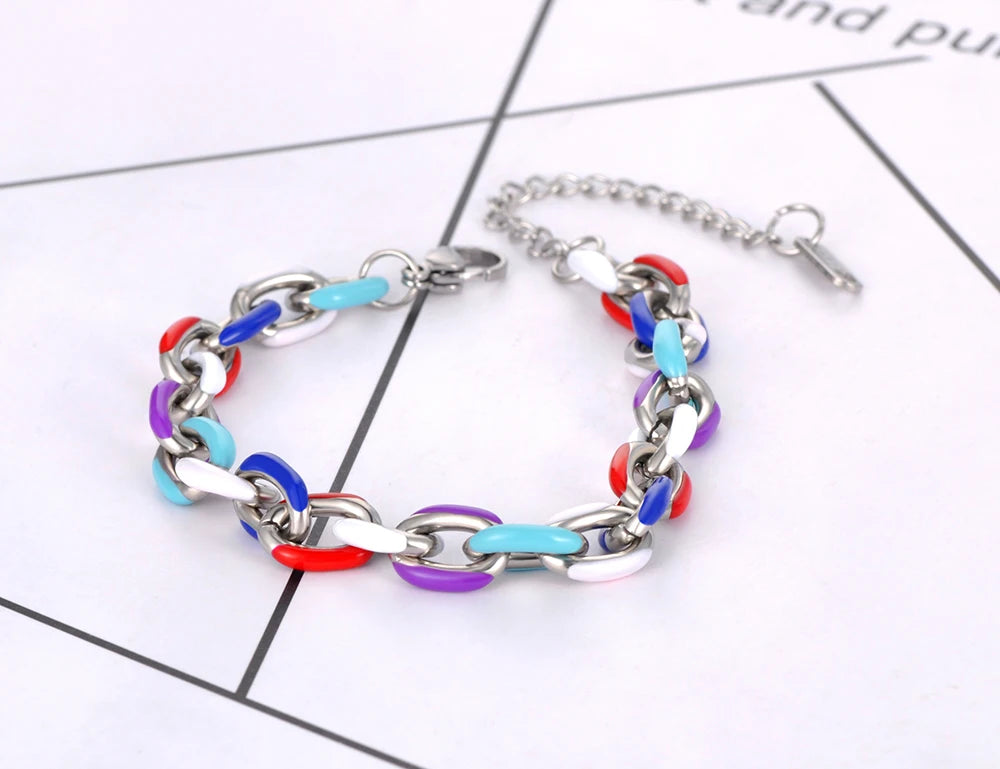 Lokaer Stainless Steel Glazed Charm Bracelet | 18K Gold Plated