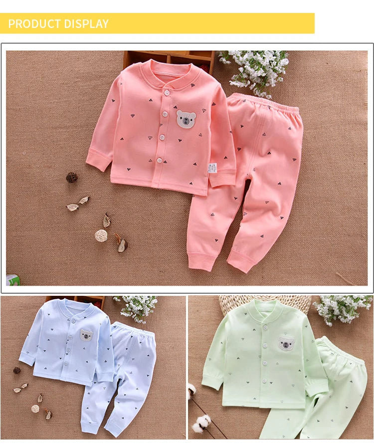 Baby Unisex 100% Cotton Cartoon Pajama Top & Pants Set