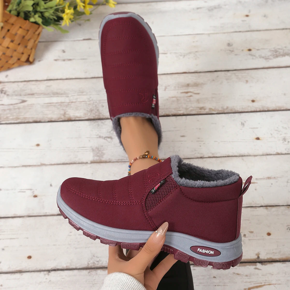 Women's Cozy Plush-Lined Waterproof Winter Ankle Boots