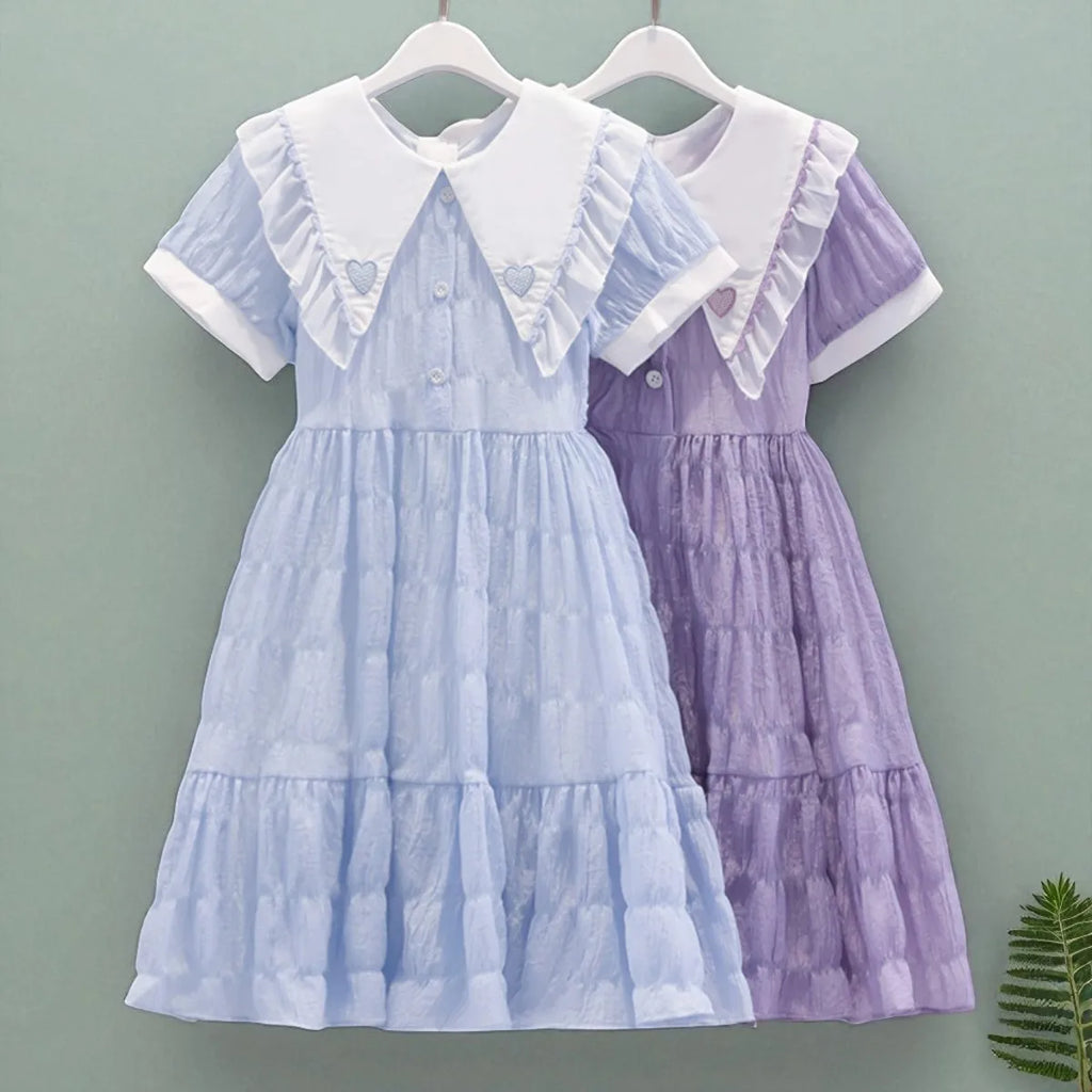 Toddlers Dresses For Girls Children's Dress Summer Cotton Kids School Costumes Short Sleeve Baby  4 5 6 8 9 10 12 Years