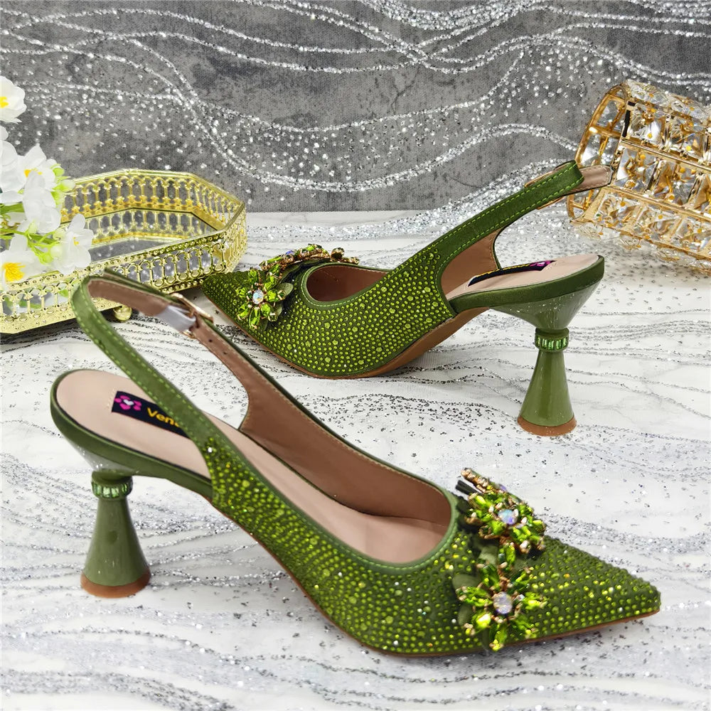 Latest Design Shoes for Women 2025 Designer Luxury Wedding Shoes Bride Party Pumps Decorated with Rhinestone Ladies Sandals