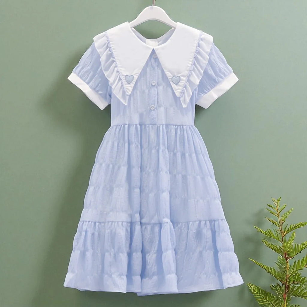 Toddlers Dresses For Girls Children's Dress Summer Cotton Kids School Costumes Short Sleeve Baby  4 5 6 8 9 10 12 Years