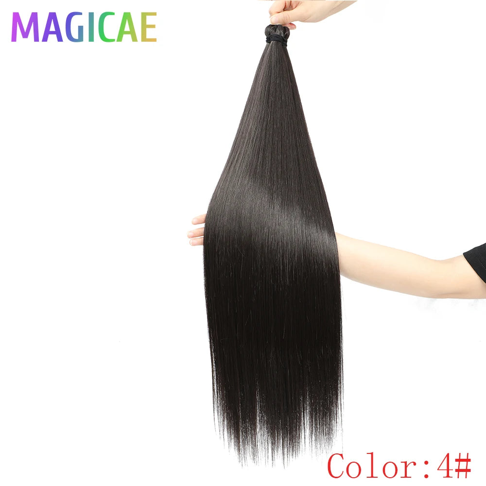 Braids Crochet 3Pcs 28Inches 300grams Synthetic Straight Bundles Orange Highlight Brown Braiding Hair Ombre Blond Gray White 60#