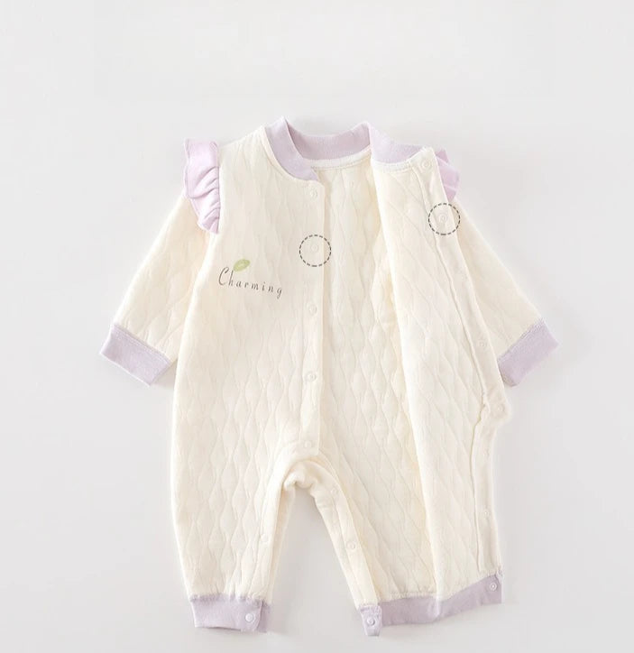Baby Girl Floral Cotton Knit Jumpsuit Bodysuit