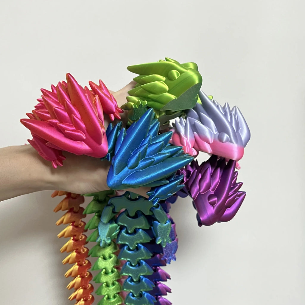 3D Printed Articulated Dragon Toy - Rotatable Desktop Decor