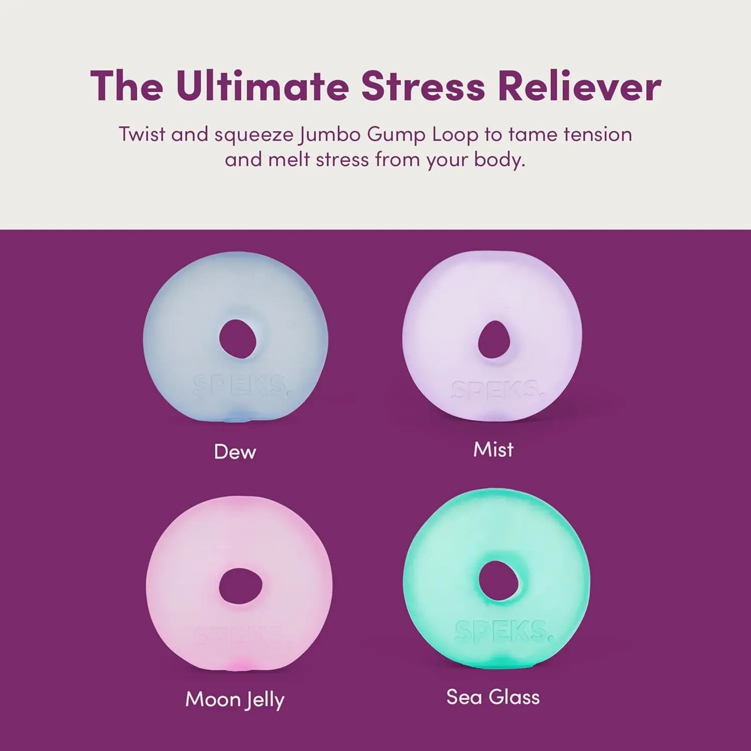 Speks Jumbo Loop Gel-Filled Stress Ball | Ultra-Squishy Fidget Toy | Stress & Anxiety Relief | 4 Colors | Ages 12+