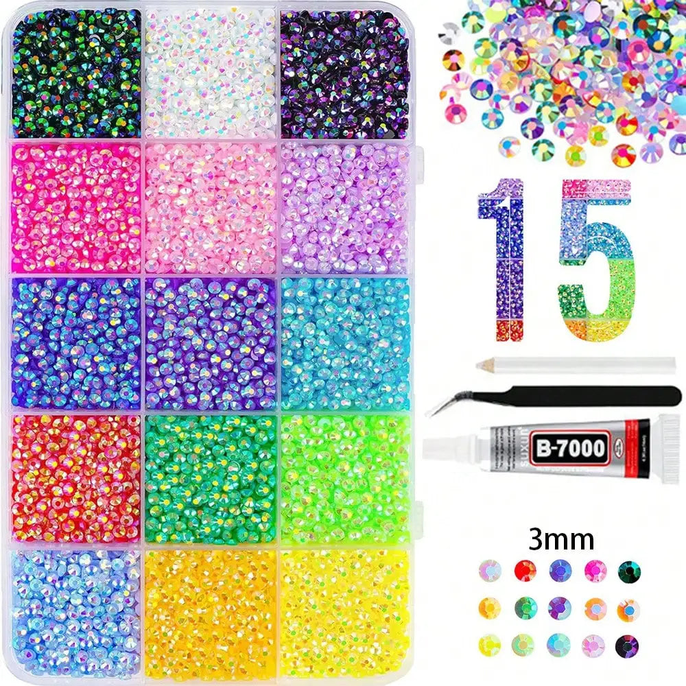40 Colors Resin Jelly Rhinestones | Flat Back Gems 3mm/4mm/5mm | DIY Craft & Diamond Art Supplies