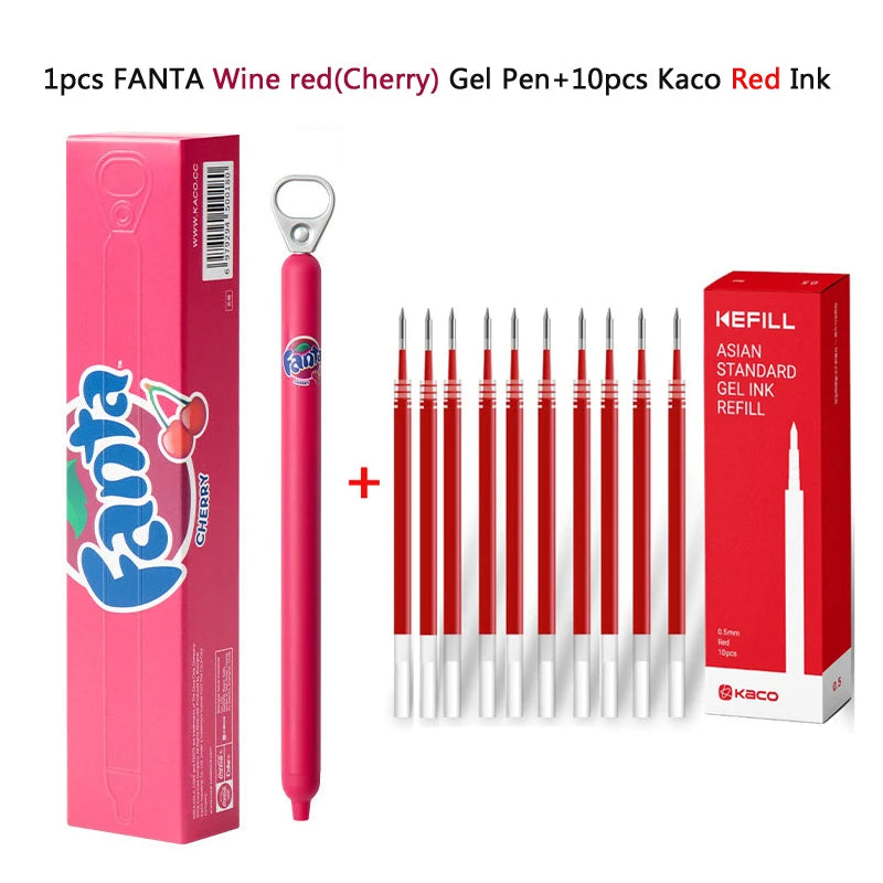 KACO x Fanta Pull-Tab Gel Pens,Creative Ins Signature Pen,0.5mm Quick Drying&Comfortable Grip Fun&Stess Relief Kawaii Stationery