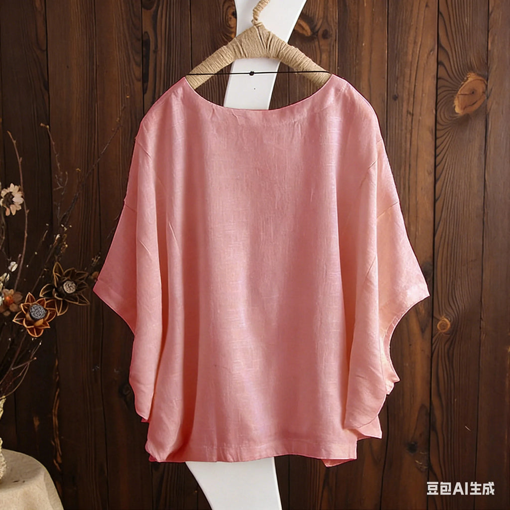 2026 Summer Women's Blouse O-Neck Loose Pullover Tops Casual Half Sleeve Solid Color Tee Top Shirt Blusas Female Clothing Simple