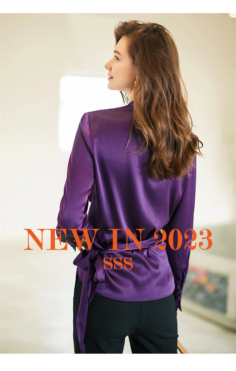 Women's Plus Size Satin Cross Lace-Up Blouse