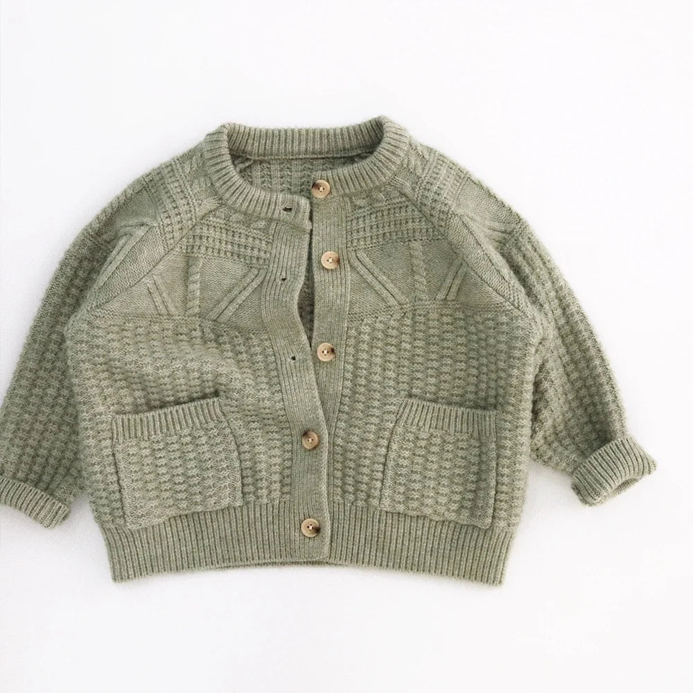 Kids Textured Knit Cardigan with Pockets — Unisex
