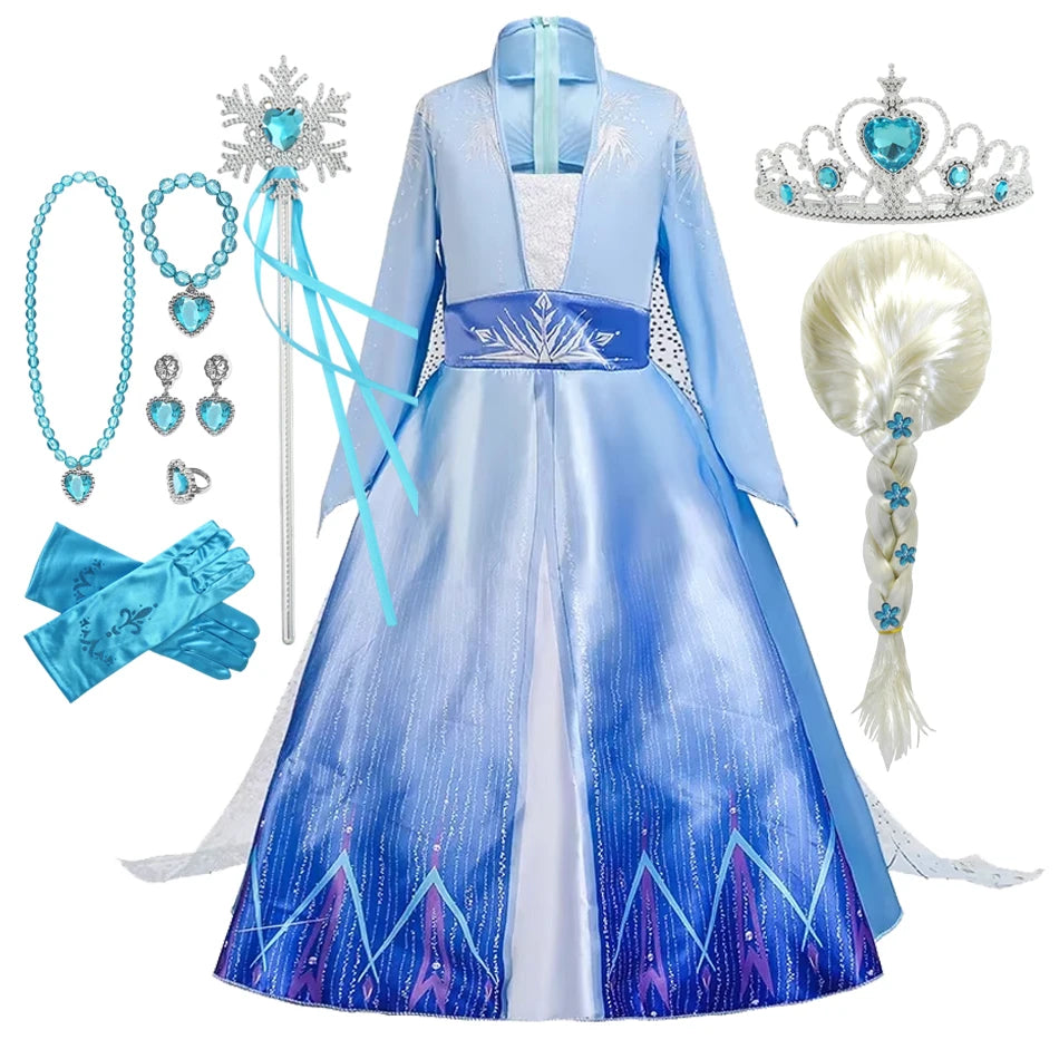 Girls Princess Snow Queen Costume Dress
