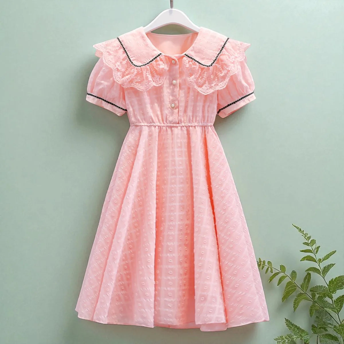 Girls Print A-Line Summer Dress – Short Sleeve School Casual Dress
