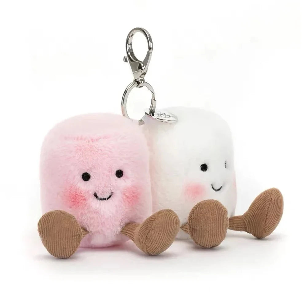 Jellycat-Style Cotton Candy Plush Keychain | Two-Tone Soft Doll Car Pendant — Holiday Gift