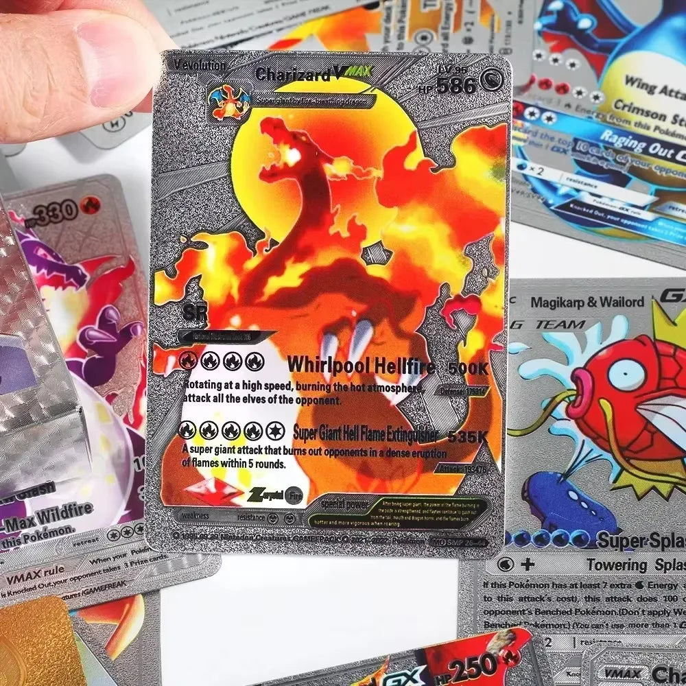 55pcs Card Set, Gold Silver Black Rainbow Diamond Foil TCG Game Cards, VMAX GX VSTAR, Collectible Cards, Hobby Collection.