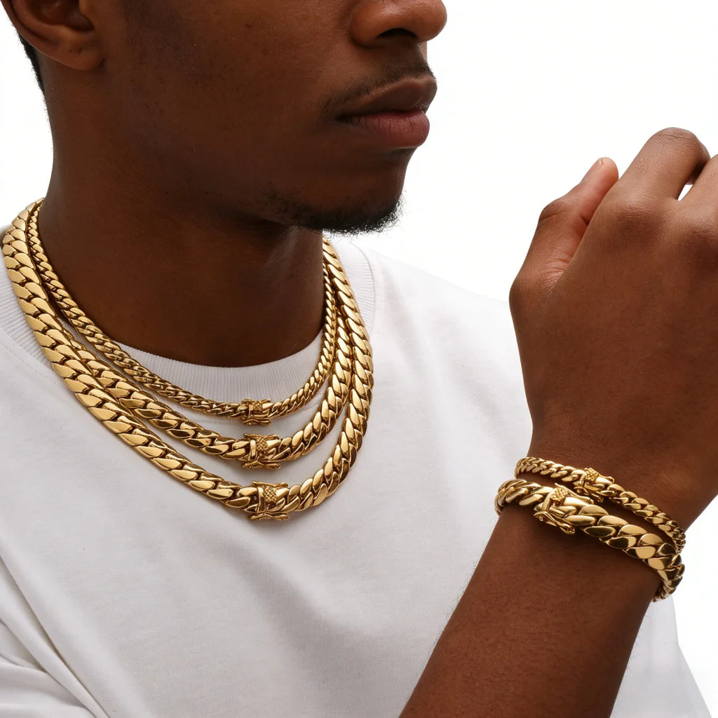 Cuban Link Chain Necklace For Men, Trendy Whip Chain Necklace