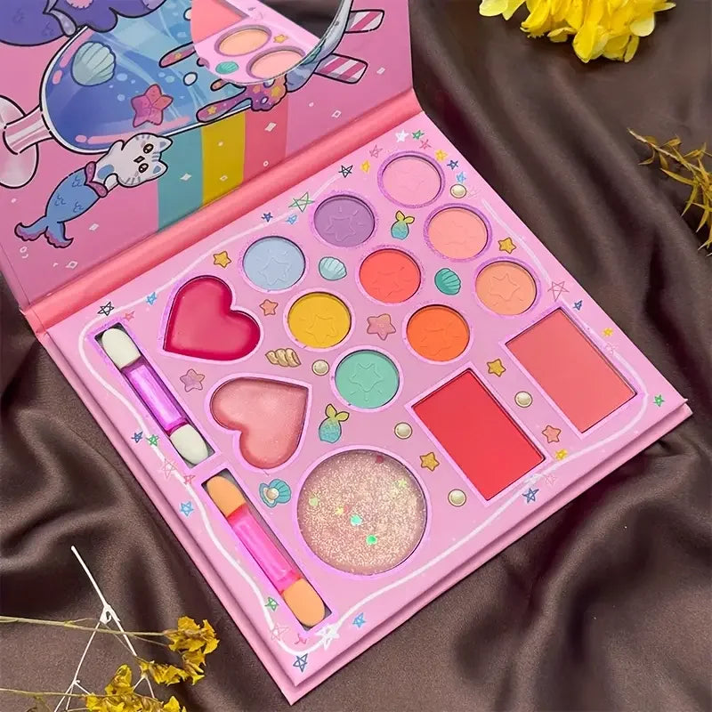 14-color cartoon makeup palette,pink glitter eyeshadow,matte sequins and fine glitter,for women's daily makeup,  holiday parties