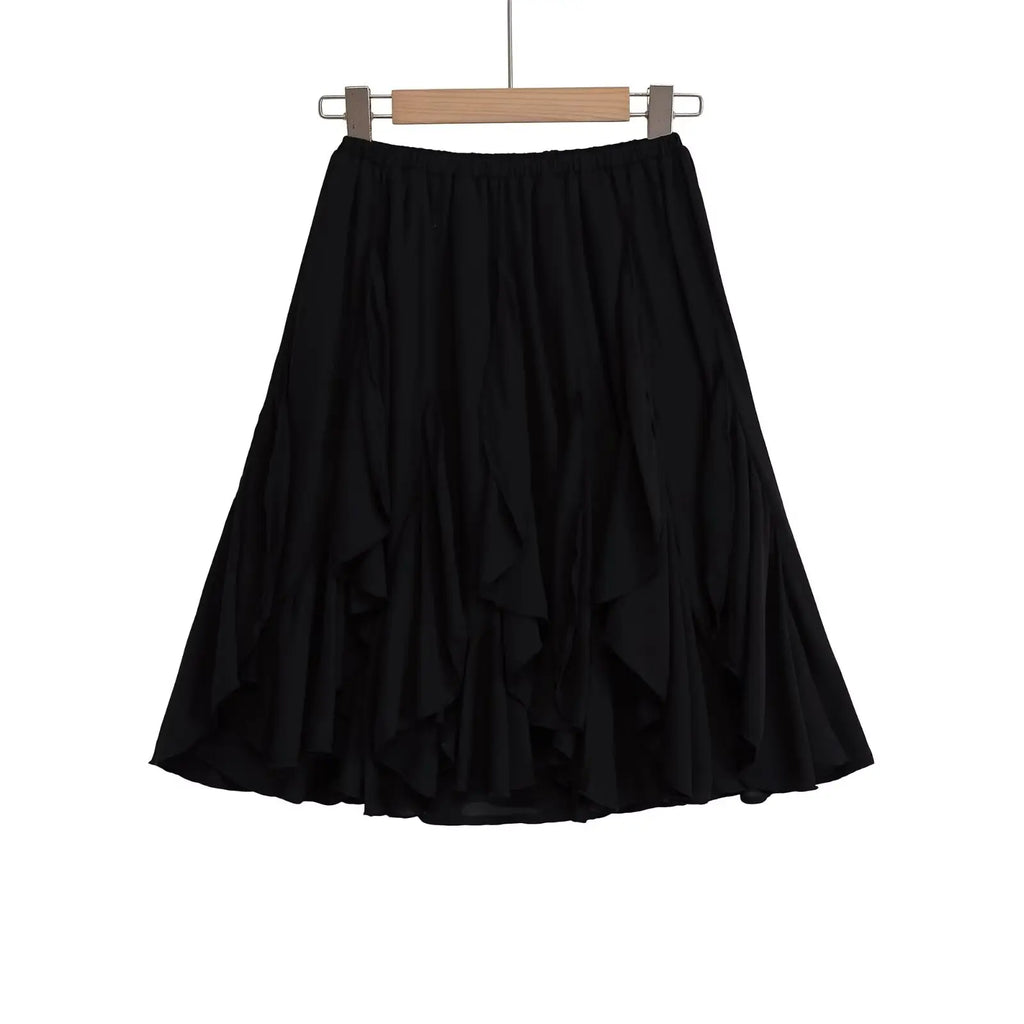 Women's Tiered Ruffle A-Line Midi Skirt