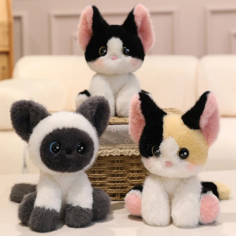 Cute Calico Cat Plush Toy Lifelike Devon Cat Soft Animal Doll Office Classroom Desk Decoration Kids Toys Gift Cat Lovers