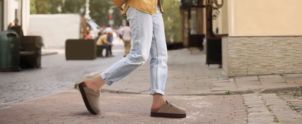 Goosecret Men Cow Suede Clogs Soft Cork Footbed Men Mules Slippers Fashion Men House Sandals With Arch Support Men Beach Sandals