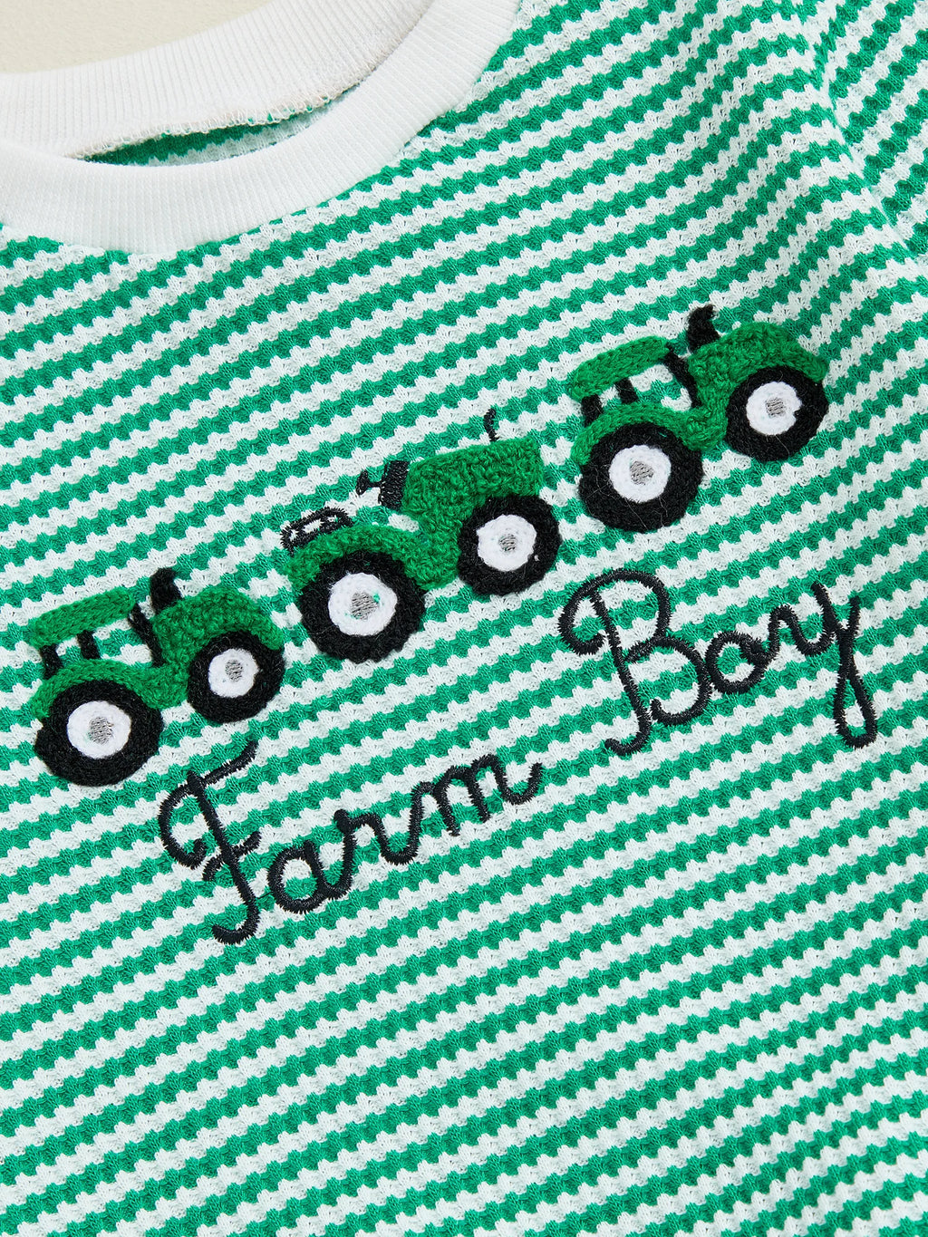 Baby Boy Truck Embroidery Striped Sweatshirt & Joggers Set
