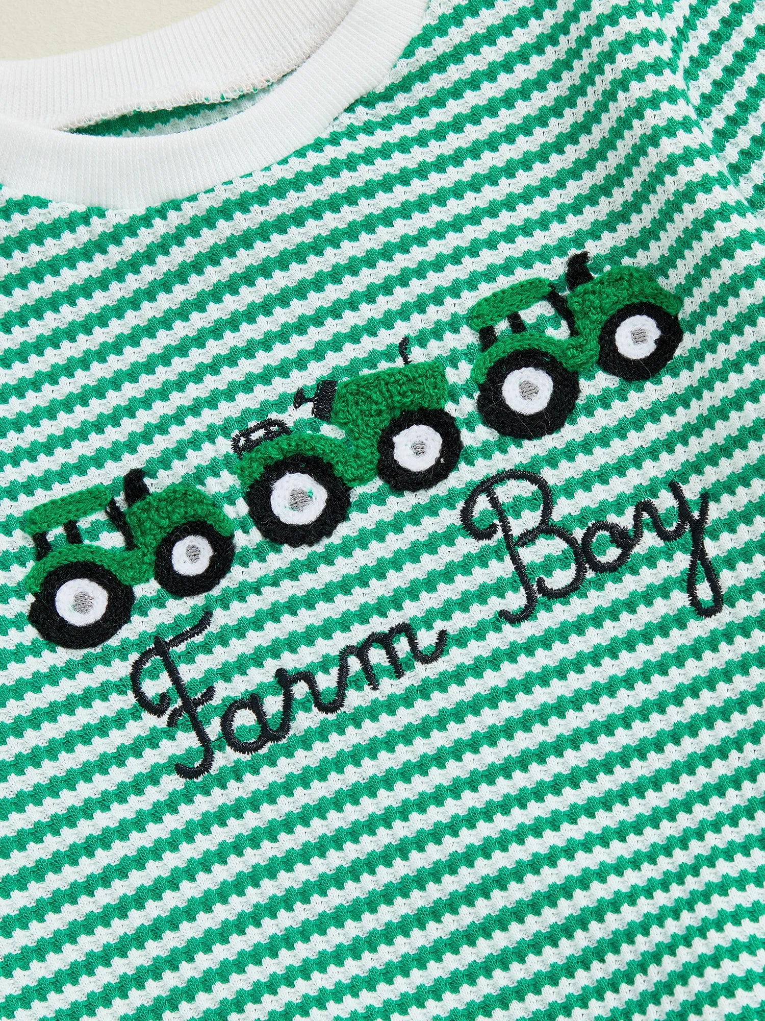 Baby Boy Truck Embroidery Striped Sweatshirt & Joggers Set