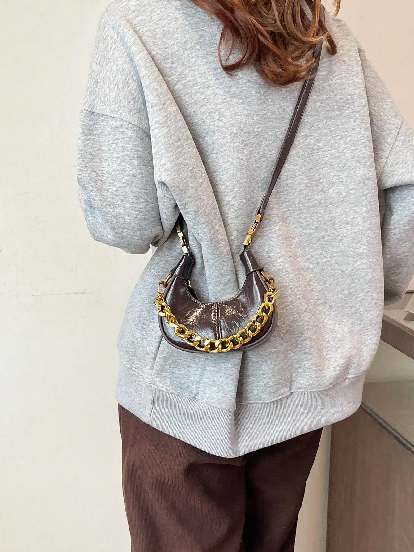 Women's Sequined Chain PU Top-Handle Hobo Bag