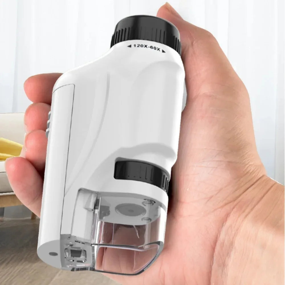 Portable Handheld Microscope for Kids 60-120x Magnification Battery Powered with LED Light Science Lab Magnifying Glass