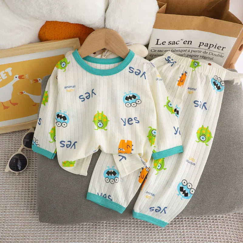 Child Boys Girls Pajamas Sets New Adorable 0-6Y Kids Clothes Loungewear Autumn Spring Baby Cotton Long Sleeve Sleepwear Outfit