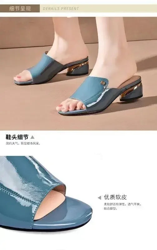 Women's High Heel Fish Mouth Square Heel Sandals