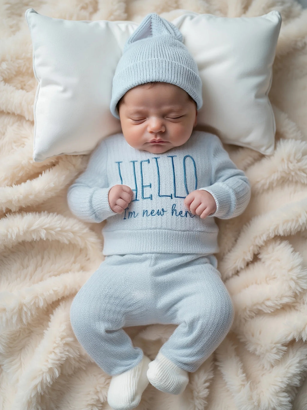 Hello World Newborn Photo Outfit, 3 Pieces