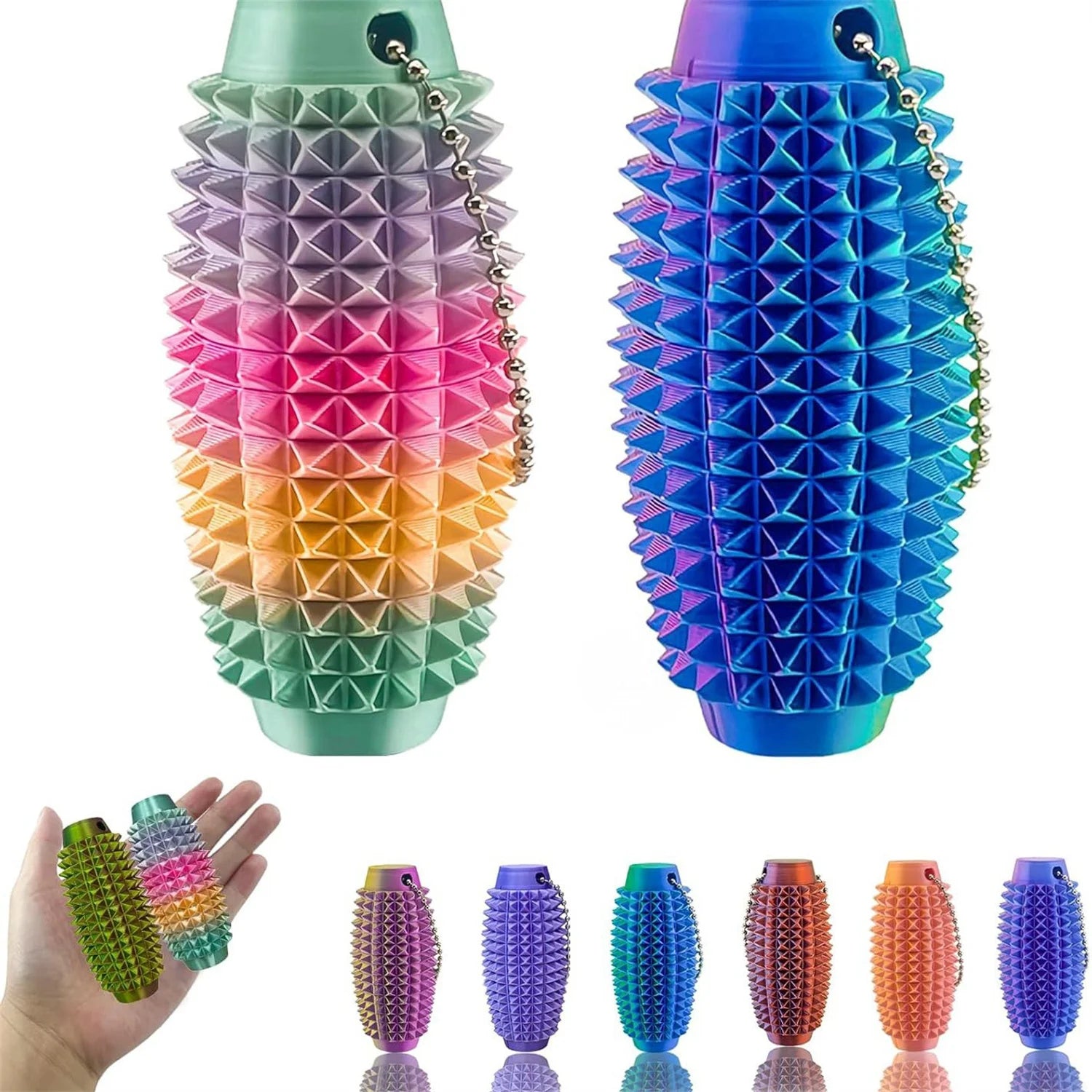 Mini Spiky Fidget Massage Keychain – 3D Silicone Pain Stim Sensory Toy for Anxiety Relief, Singles & 4-Pack