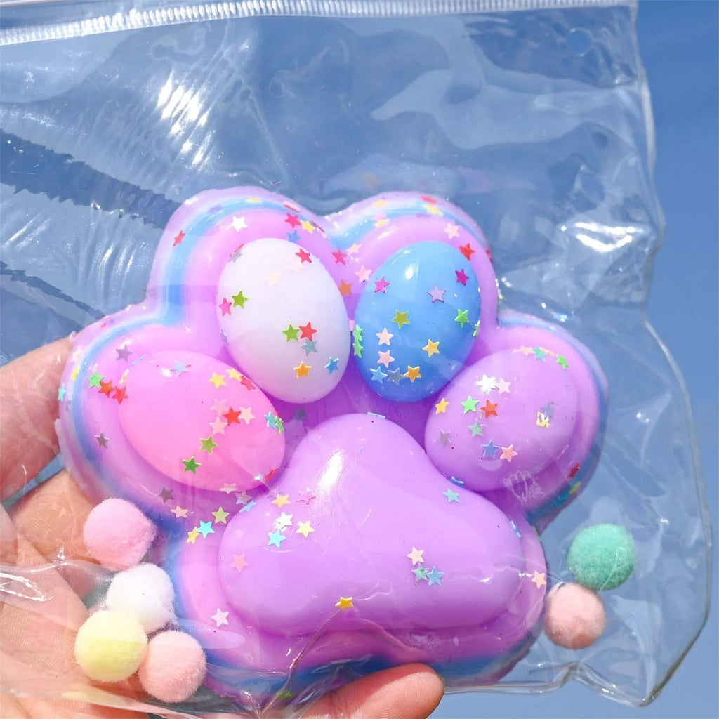 Children Mini Cat Claw Squishy Fidget Toys Soft Cute Cat Paw Slow Rebound Pinch Decompression Toy for Kids Adults Christmas Gift