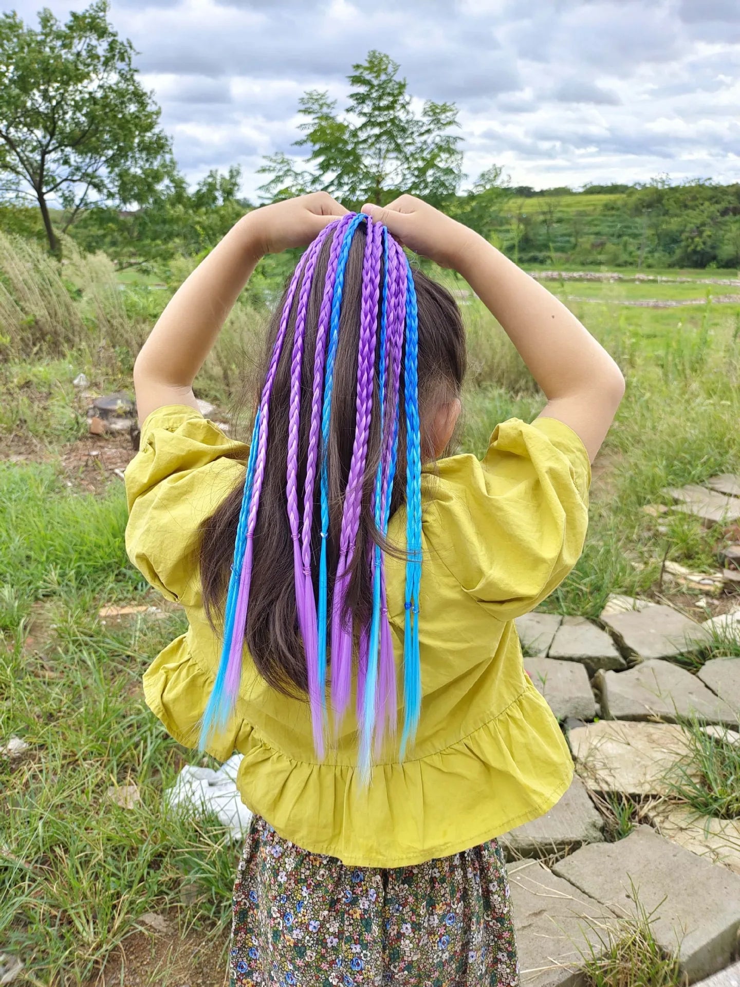 Korean Fashion Kids Wig Braids Girls Dirty Braid Hair Rope Children Gradient Barrettes Headwear Baby Kids Hair Accessories