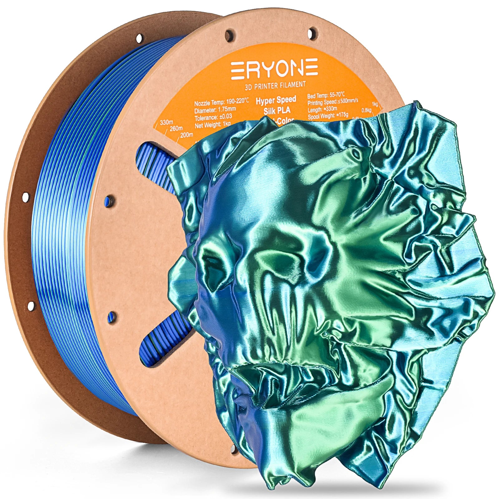 ERYONE 1KG Silk Dual Color PLA Series 3D Printer Filament 1.75mm, Dual-Color Coextrusion Silky Shiny Finish, 1kg Spool