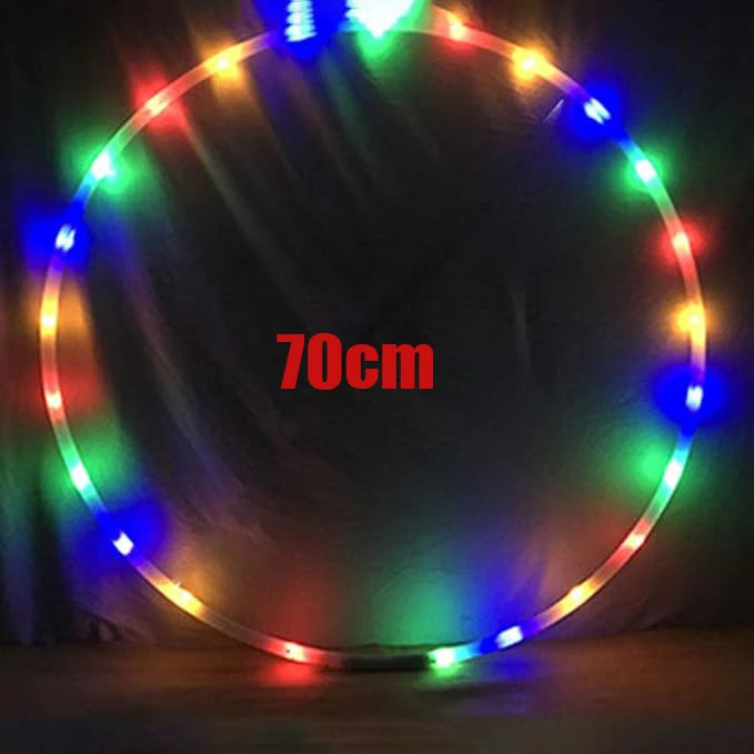 LED Light-Up Fitness Hoop – Foldable Weighted Sport Hoop for Waist & Ab Cardio