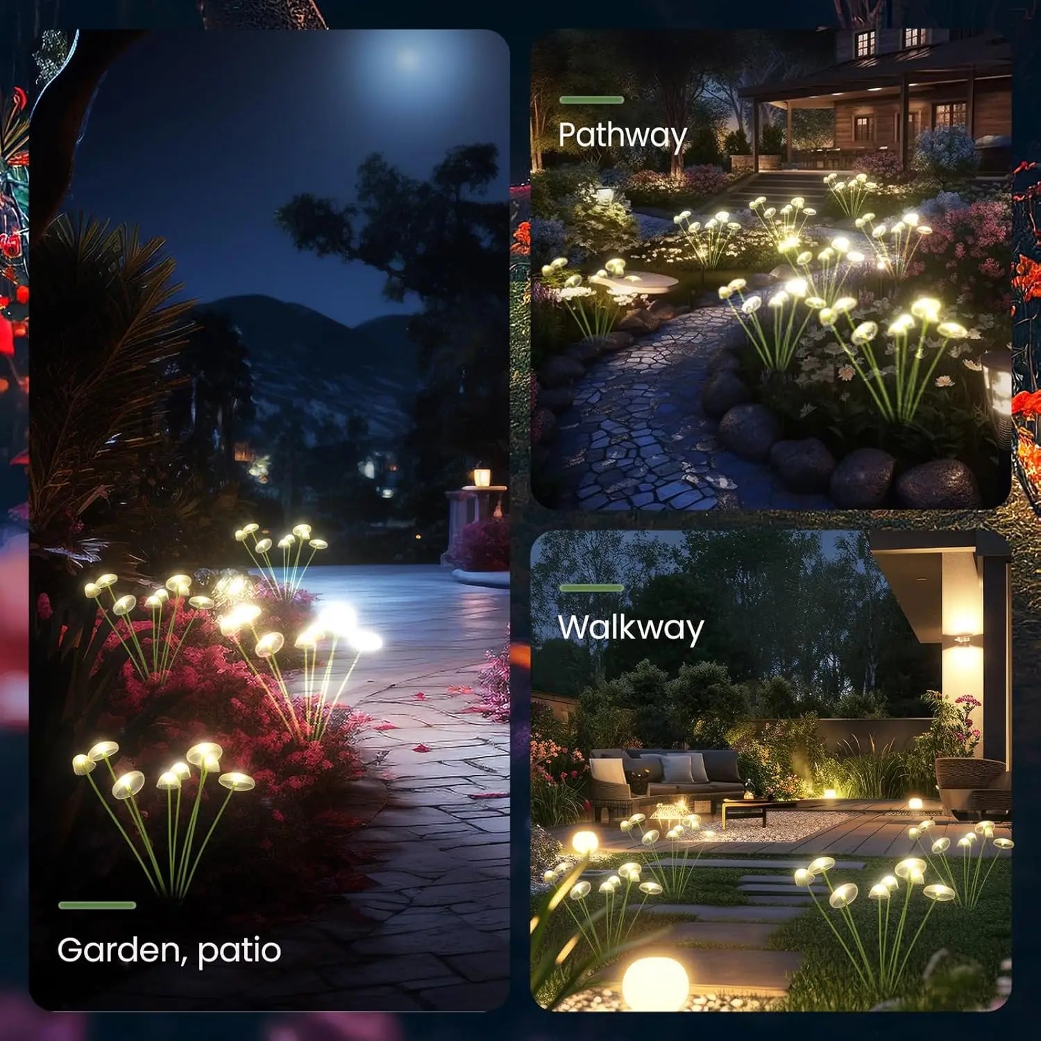 LED solar jellyfish mushroom lamp, used for outdoor courtyard landscape decoration lighting, suitable for lawns, garden terraces