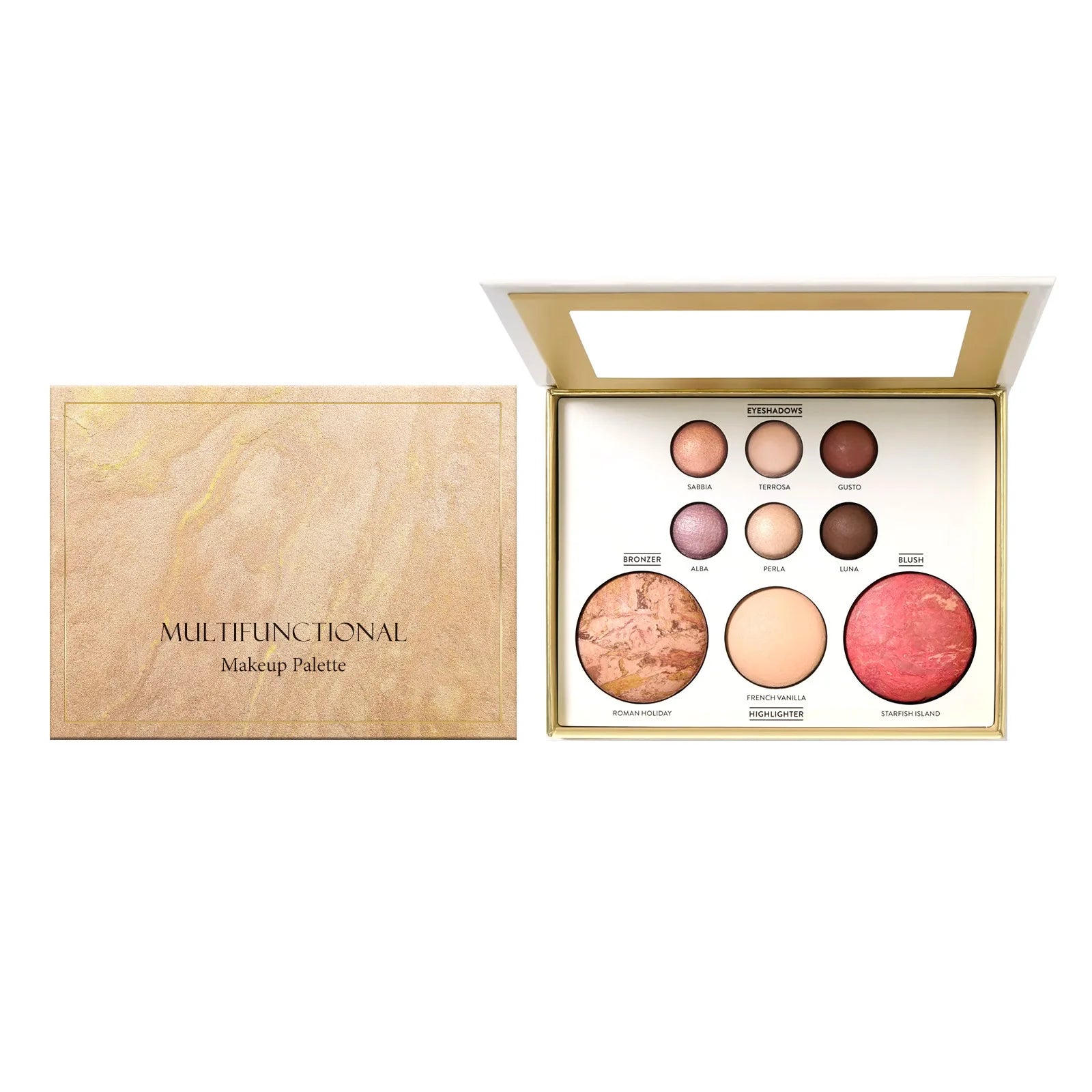 Makeup Set Multiple Functions Easy Carry Eyes Shadow Powder Blusher Highlight Brightening Sleeping Silkworm Facial Makeup Board