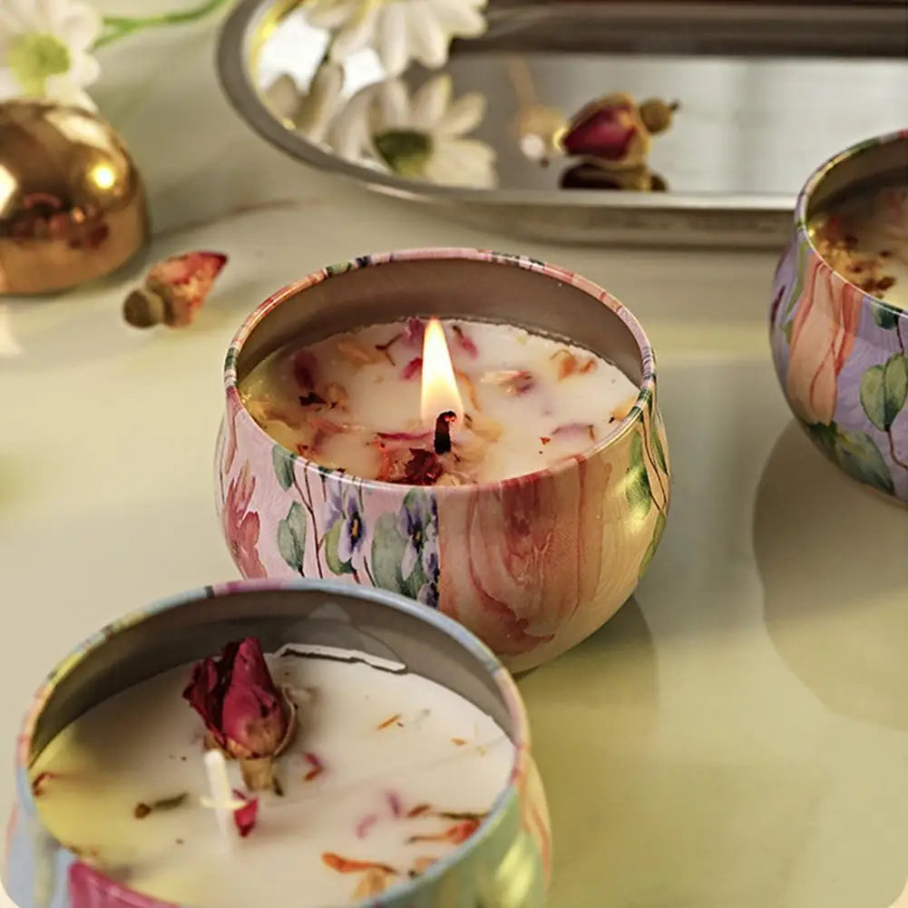 Vintage Floral Soy Wax Scented Candle Jar | 8 Fragrances – Lavender, Rose & More