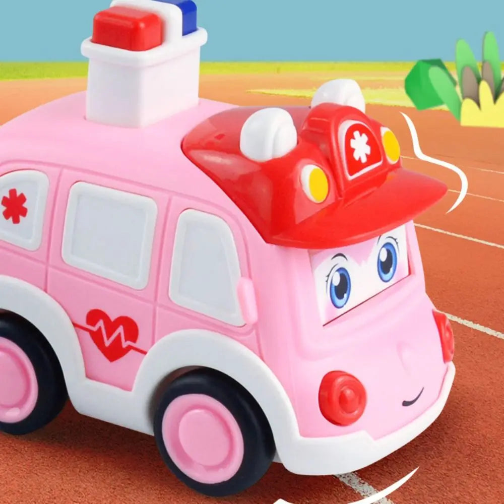 Interactive Police Car Press and Go Car Toy Vehicle Pull Back Push and Go Cars Fire Truck Mini Vehicles Wind-up Cars Toys Gift