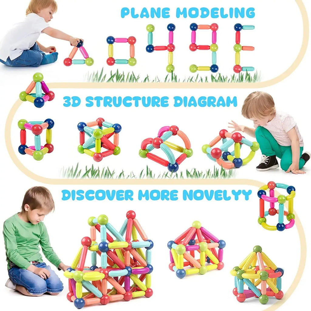 Magnetic Ball & Stick Construction Set | Montessori Educational Toy | 10–188 Pieces | Ages 3+