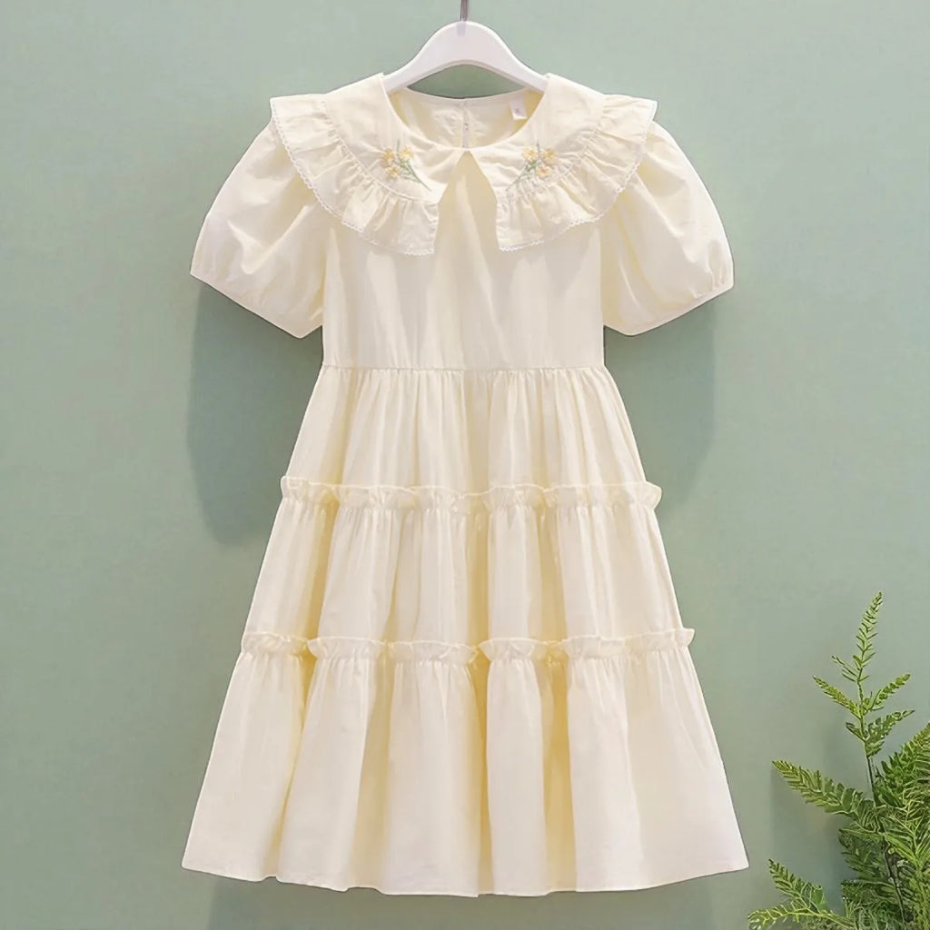 Toddlers Dresses For Girls Children's Dress Summer Cotton Kids School Costumes Short Sleeve Baby  4 5 6 8 9 10 12 Years
