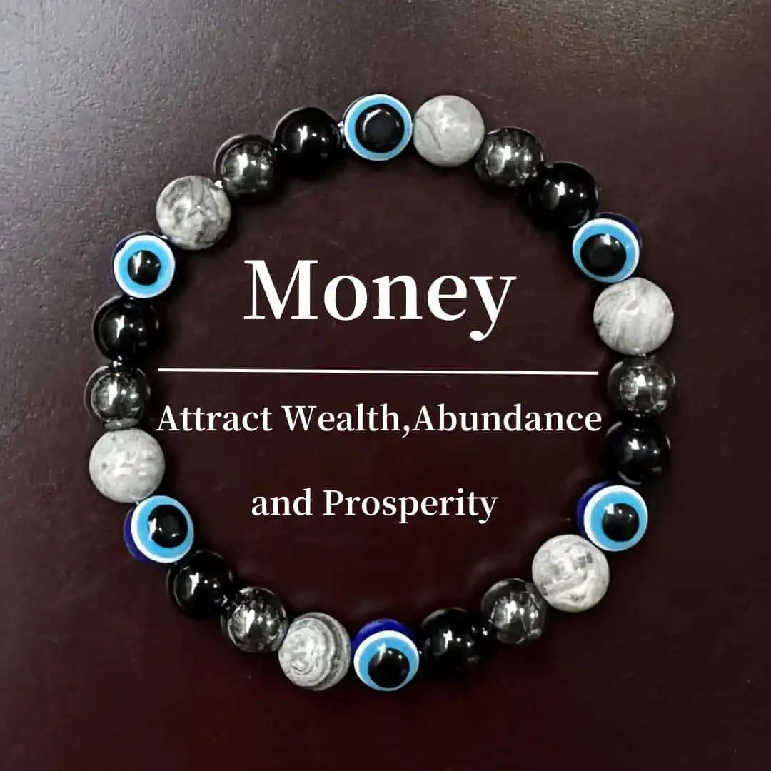 Natural Stone Beaded Bracelet – Amethyst, Crystal, Agate & Tiger Eye Reiki Healing Jewelry